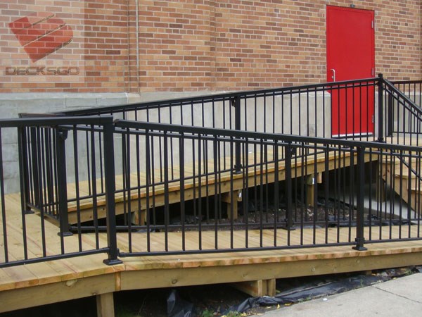 Aluminum railing on an access ramp photo